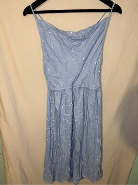 Volcom Mystic Mama Dress Medium Baby Blue Polka Dot